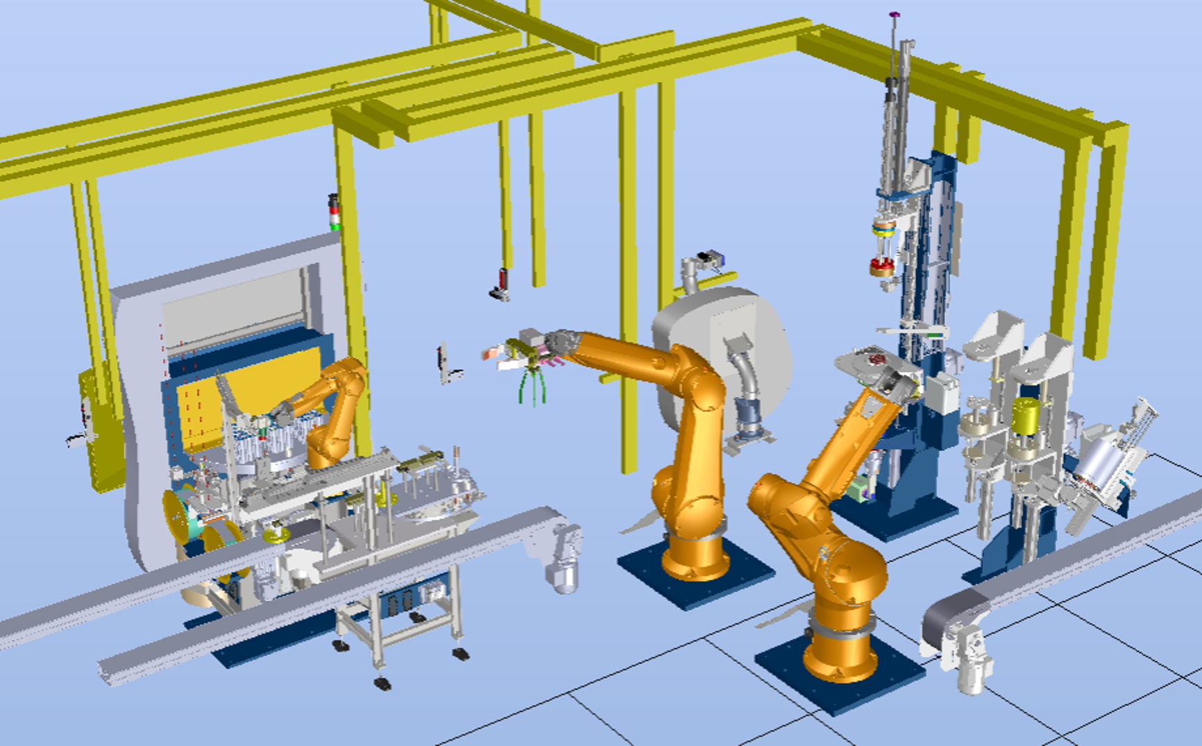 Îlot robotique STÄUBLI illustrant un projet d’études et de commissioning réalisé pour CMO