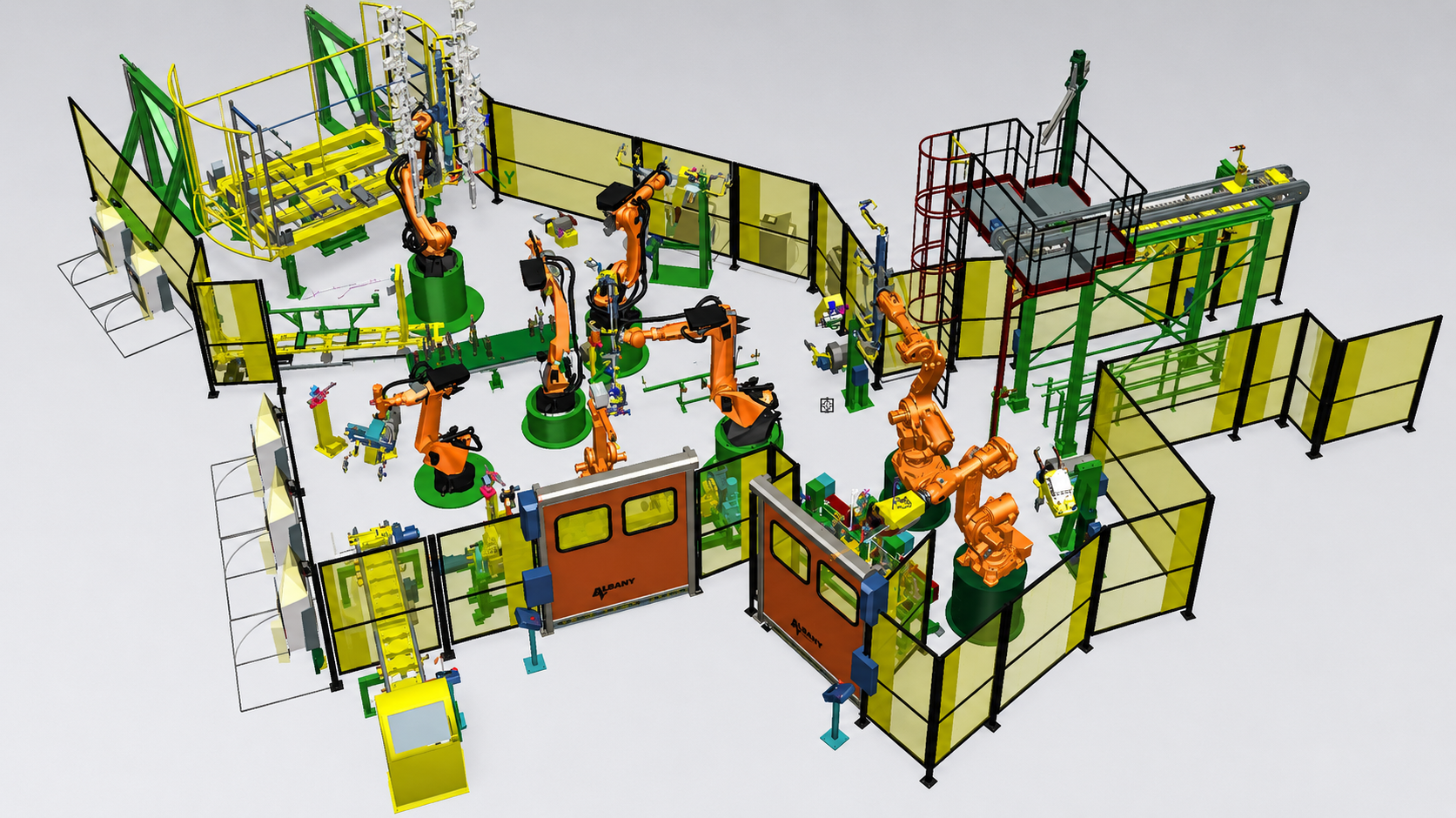 Simulation robotique sous Process Simulate utilisée par AXE-S-ONE Robotique Industrielle pour préparer une programmation OLP